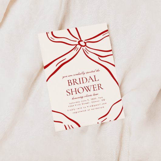 Red Bow Bridal Dusche Einladung