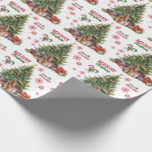 Red Bow Buff Cocker Spaniel Dog Holiday Tree Geschenkpapier (Ecke)
