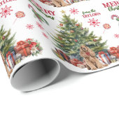 Red Bow Buff Cocker Spaniel Dog Holiday Tree Geschenkpapier (Rolleneckpunkt)