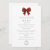 Red Bow Business Logo Christmas Party Menu Card Einladung (Vorne/Hinten)