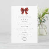 Red Bow Business Logo Christmas Party Menu Card Einladung (Stehend Vorderseite)