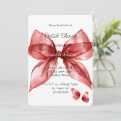 Red Bow Butterflies Bridal Shower   Einladung (Stehend Vorderseite)
