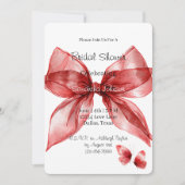 Red Bow Butterflies Bridal Shower   Einladung (Vorderseite)