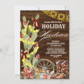 Red Bow Cactus Wild West Holiday Hoedown Einladung (Vorderseite)