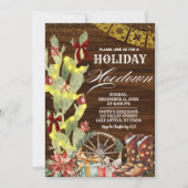 Red Bow Cactus Wild West Holiday Hoedown Einladung (Vorderseite)