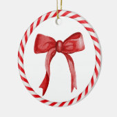 Red Bow Candy Cane Niedlich einzigartiges Weihnach Keramik Ornament (Links)
