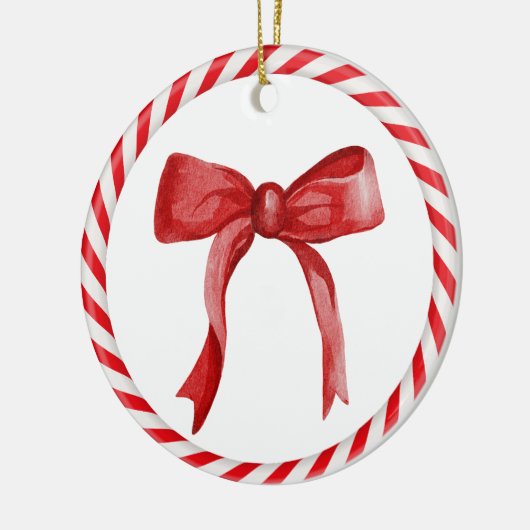 Red Bow Candy Cane Niedlich einzigartiges Weihnach Keramik Ornament (Links)