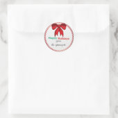 Red Bow Candy Stripe Weihnachtskleber Runder Aufkleber (Tasche)