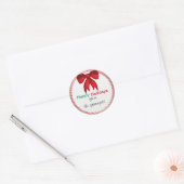 Red Bow Candy Stripe Weihnachtskleber Runder Aufkleber (Umschlag)