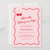 Red Bow Cherry am oberen Brautparty Einladung (Vorderseite)