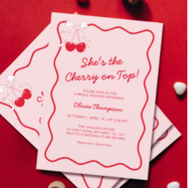 Red Bow Cherry am oberen Brautparty Einladung