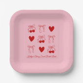 Red Bow Cherry Sweet Brautparty Paper Teller (Vorderseite)