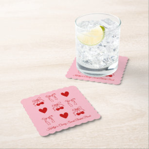 Red Bow Cherry Sweet Brautparty Paper Untersetzer