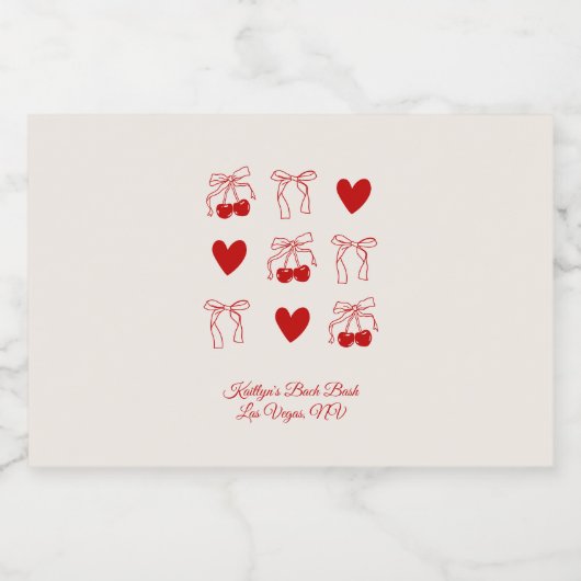 Red Bow Cherry Sweet Junggeselinnen-Abschied Alkoholflaschenetikett (Einzelnes Label)
