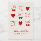 Red Bow Cherry Sweet Junggeselinnen-Abschied Fevor Weinetikett (Einzelnes Label)