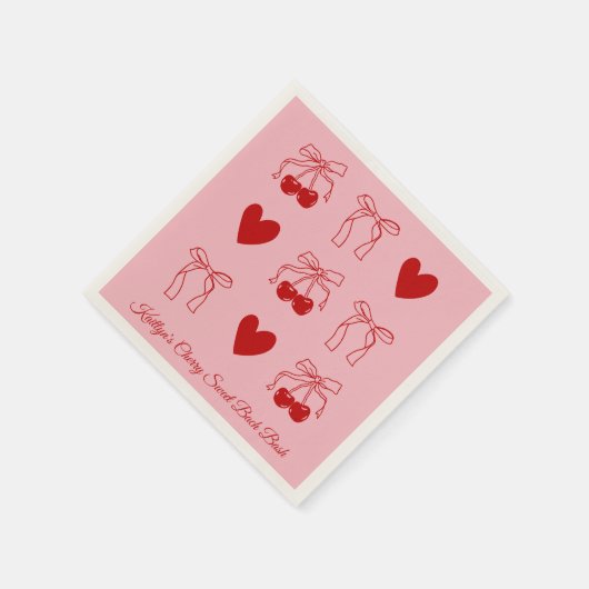 Red Bow Cherry Sweet Junggeselinnen-Abschied Napki Serviette (Ecke)