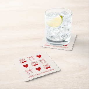 Red Bow Cherry Sweet Junggeselinnen-Abschied Untersetzer