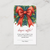 Red Bow Christmas Baby Shower Diaper Raffle Begleitkarte (Vorderseite)