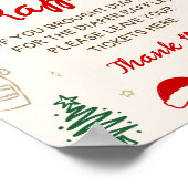 Red Bow Christmas Baby Shower Diaper Raffle  Poster (Ecke)