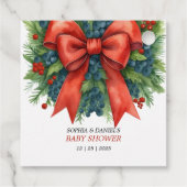 Red Bow Christmas Baby Shower Geschenkanhänger (Rückseite)
