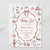 Red Bow Christmas Baby Shower Invitation Einladung (Vorderseite)