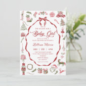 Red Bow Christmas Baby Shower Invitation Einladung (Stehend Vorderseite)