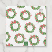 Red Bow Christmas Boxwood Wreath Geschenkanhänger (Rückseite)