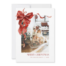Red Bow Christmas Card Coquette Foto Holiday Card