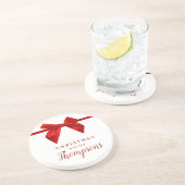 Red Bow Christmas Ceramic  Getränkeuntersetzer (Seite)