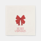 Red Bow Christmas Cocktail Napkins | Holiday Party Serviette (Vorderseite)