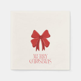 Red Bow Christmas Cocktail Napkins | Holiday Party Serviette