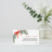 Red Bow Christmas Diaper Raffle Begleitkarte (Stehend Vorderseite)