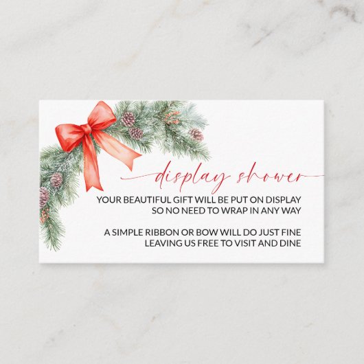 Red Bow Christmas Display Shower Begleitkarte (Vorderseite)