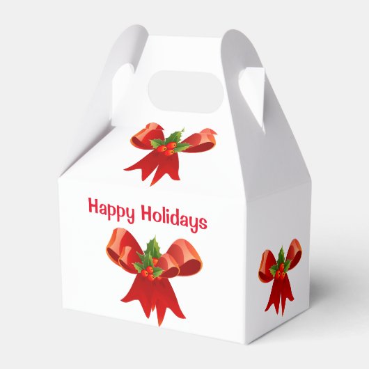 Red Bow Christmas Favor Box Geschenkschachtel (Rückseite)