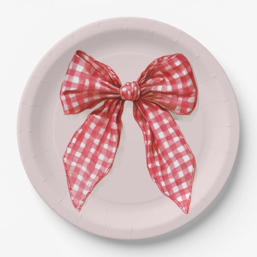 Red Bow Christmas Paper Plates Pappteller (Vorderseite)