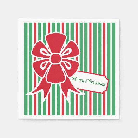 Red Bow Christmas Party Paper Napkins Serviette (Vorderseite)