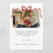 Red Bow Christmas Photo Feiertagskarte (Rückseite)