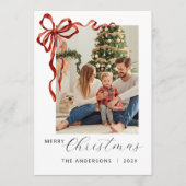 Red Bow Christmas Photo Feiertagskarte (Vorderseite)