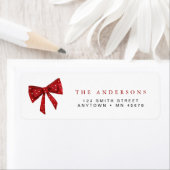 Red Bow Christmas Return Address Label Holiday  (Insitu)