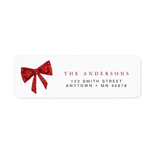 Red Bow Christmas Return Address Label Holiday  (Vorne)