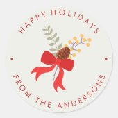 Red Bow Christmas Runder Aufkleber (Vorderseite)