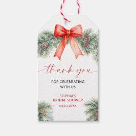 Red Bow Christmas Shower Favor Gift Tag Geschenkanhänger