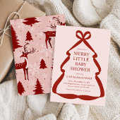Red Bow Christmas Tree Merry Little Baby Shower Einladung