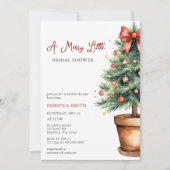 Red Bow Christmas Tree Merry Little Brautparty Einladung (Vorderseite)