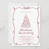 Red Bow, Christmas Tree Party Einladung (Vorderseite)