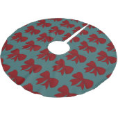 Red Bow Christmas Tree Skirt Polyester Weihnachtsbaumdecke (Schrägansicht)