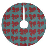 Red Bow Christmas Tree Skirt Polyester Weihnachtsbaumdecke (Vorderseite)