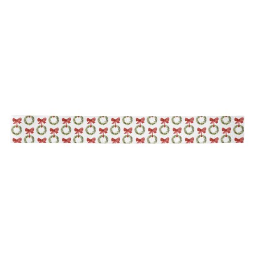 Red Bow Christmas Wreath Satinband (Vorderseite)