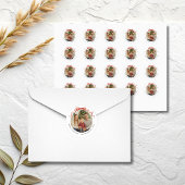 Red Bow Circle Christmas Photo Runder Aufkleber