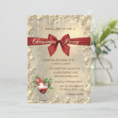  Red Bow Cocktail Poinsettia Christmas Corporated  Einladung (Stehend Vorderseite)